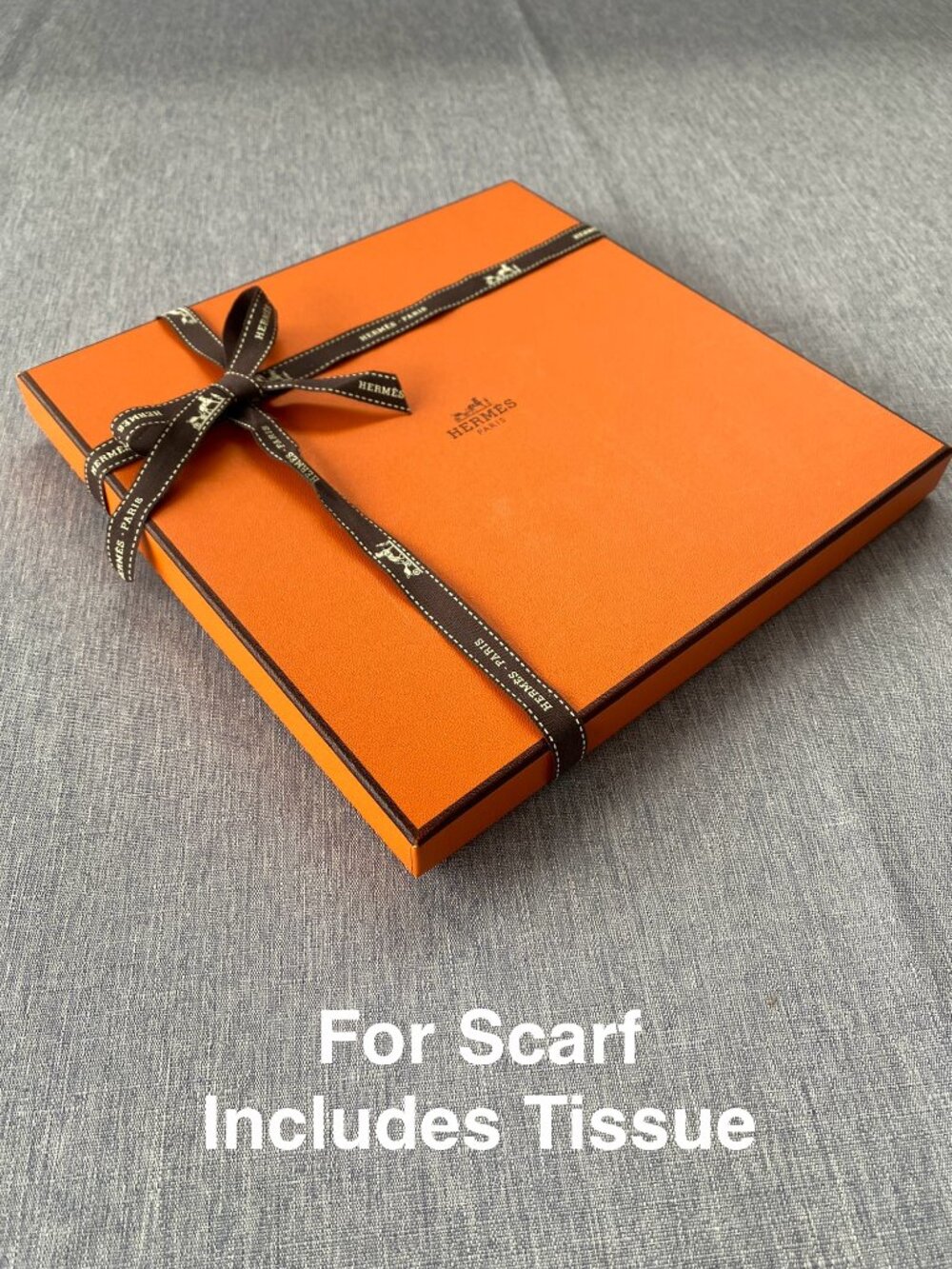 Authentic Hermes | Scarf Gift Box with Ribbon Tissue Gift Decoration Storage